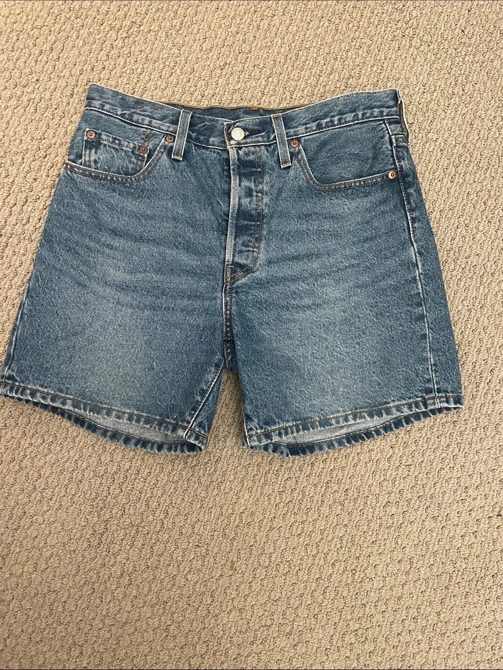 Classic High-Rise Denim Shorts - Blue